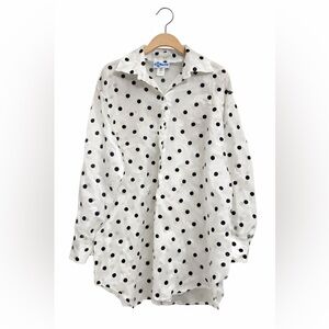 Vintage 1970s Rose Marie Reid Sheer Polka Dot Organza Resort Blouse S Cover Up